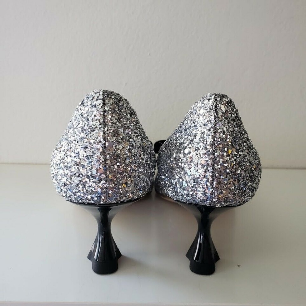 Miu Miu Argento Bow Heel Shoes - Black/Silver - Picture 4 of 8